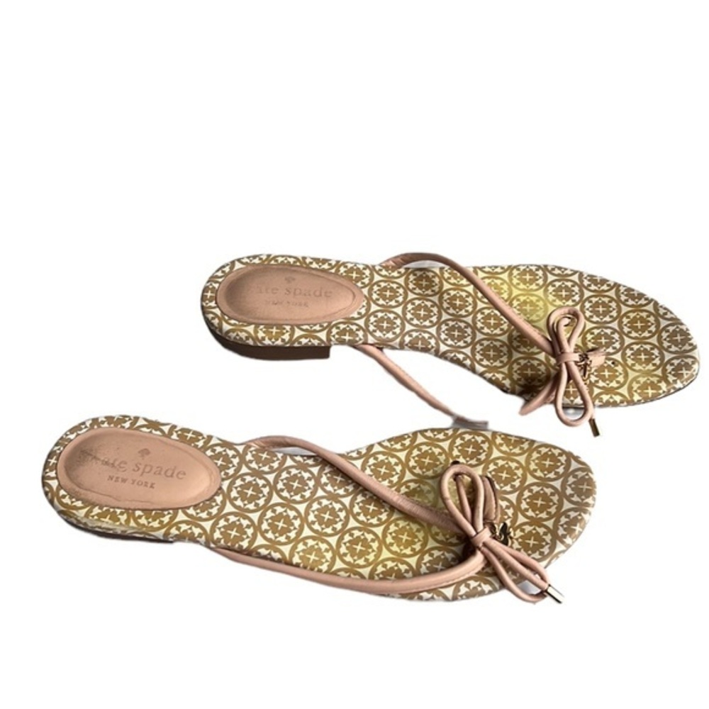 Kate Spade Sandal Mystic Bow Blush Pink Gold Accent Flip Flop